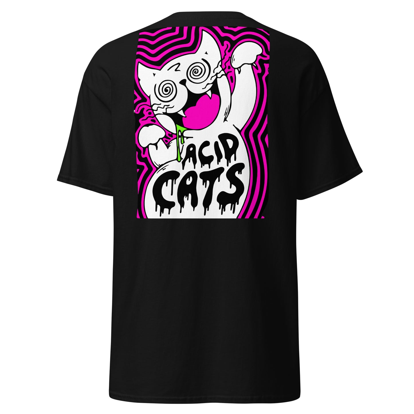 Acid Fashion Acid Cat T-Shirt β psychedelic neon cat design on soft cotton tee