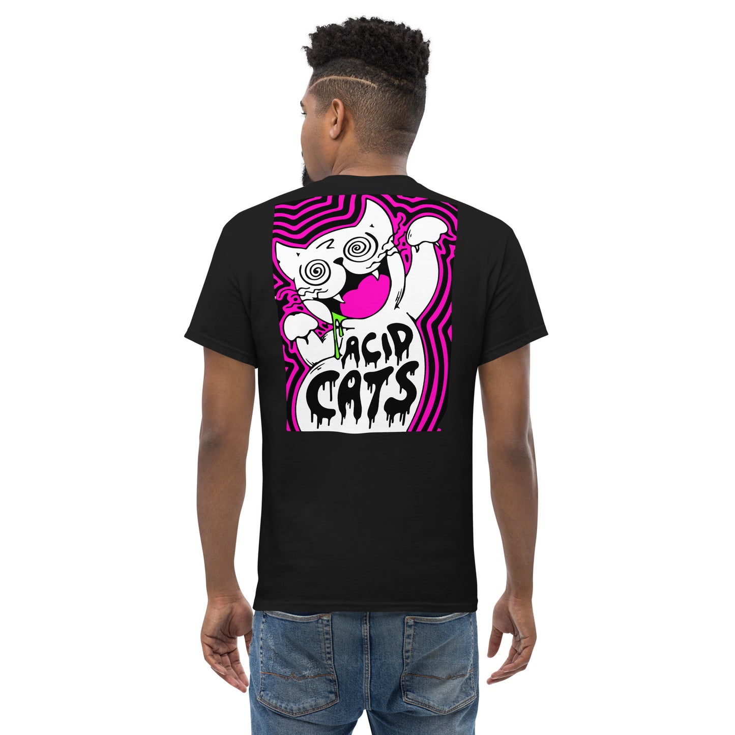 Acid cat T-shirt in psychedelic acid fashion design for EDM lovers