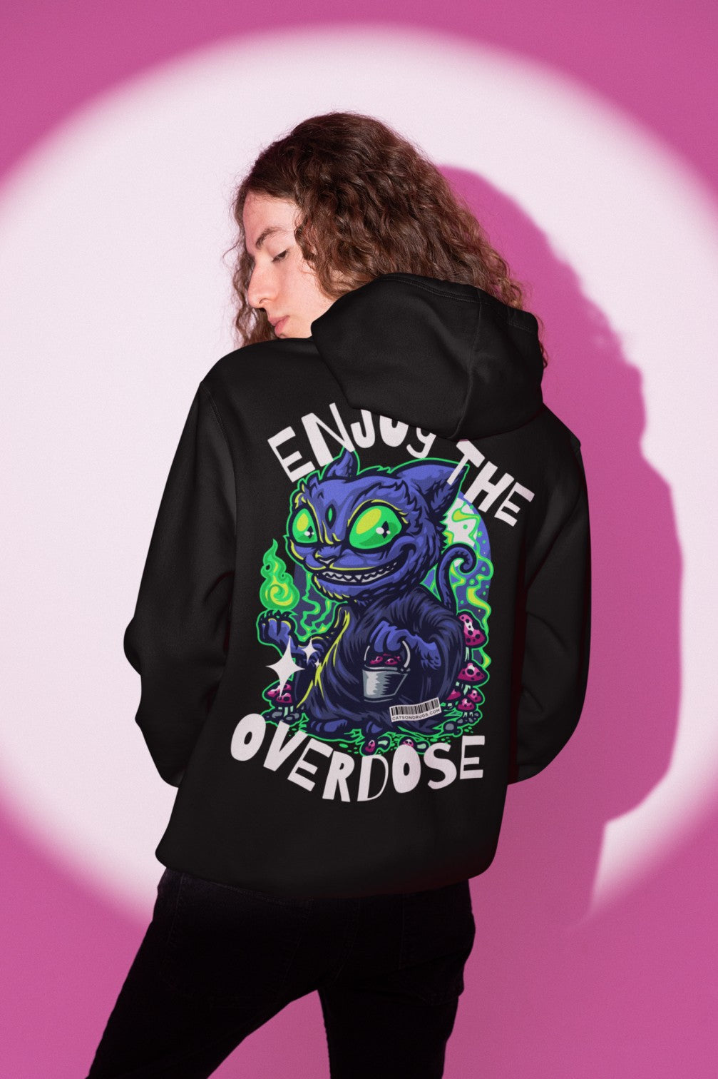 Back design of colorful Trippy Hoodie streetwear