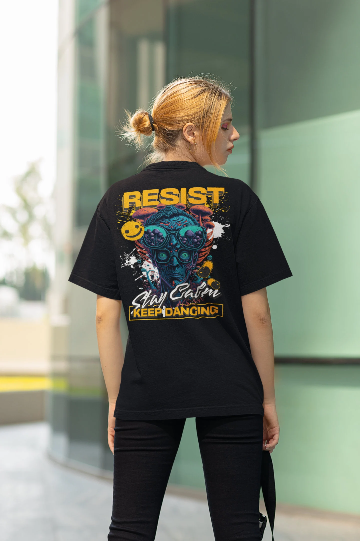 Black Graphic DJ Wear Shirt for Club and EDM Events