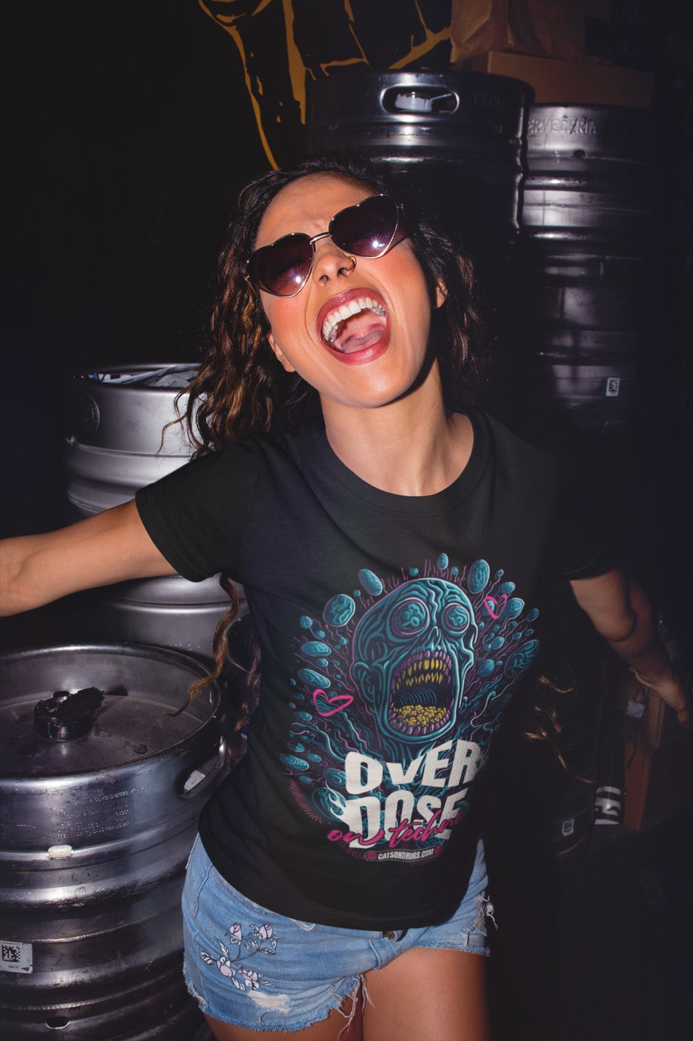Black graphic festival tee with bold artwork