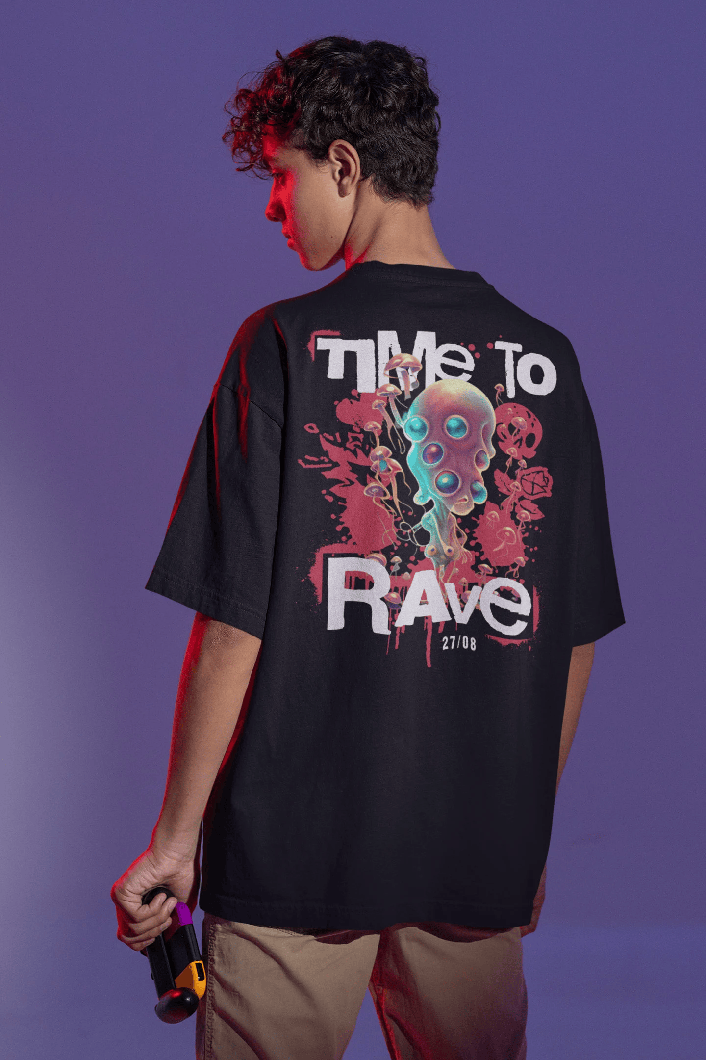 Buntes Time to Rave Shirt – Rave Kleidung