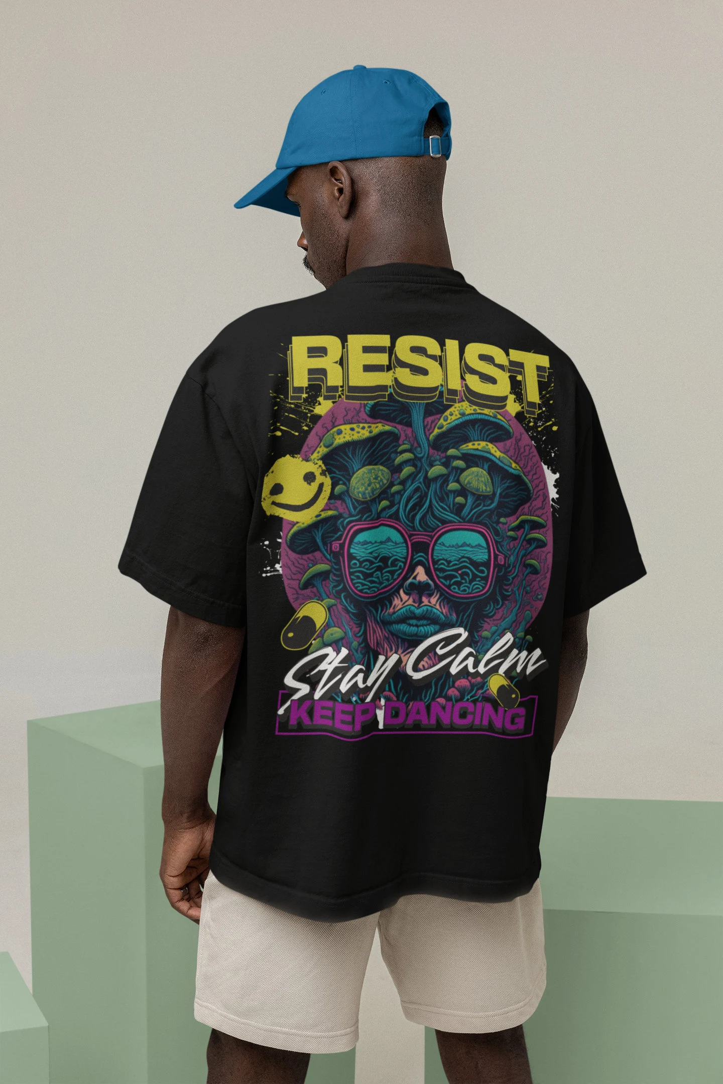 Camiseta Techno con estampado de texto en blanco