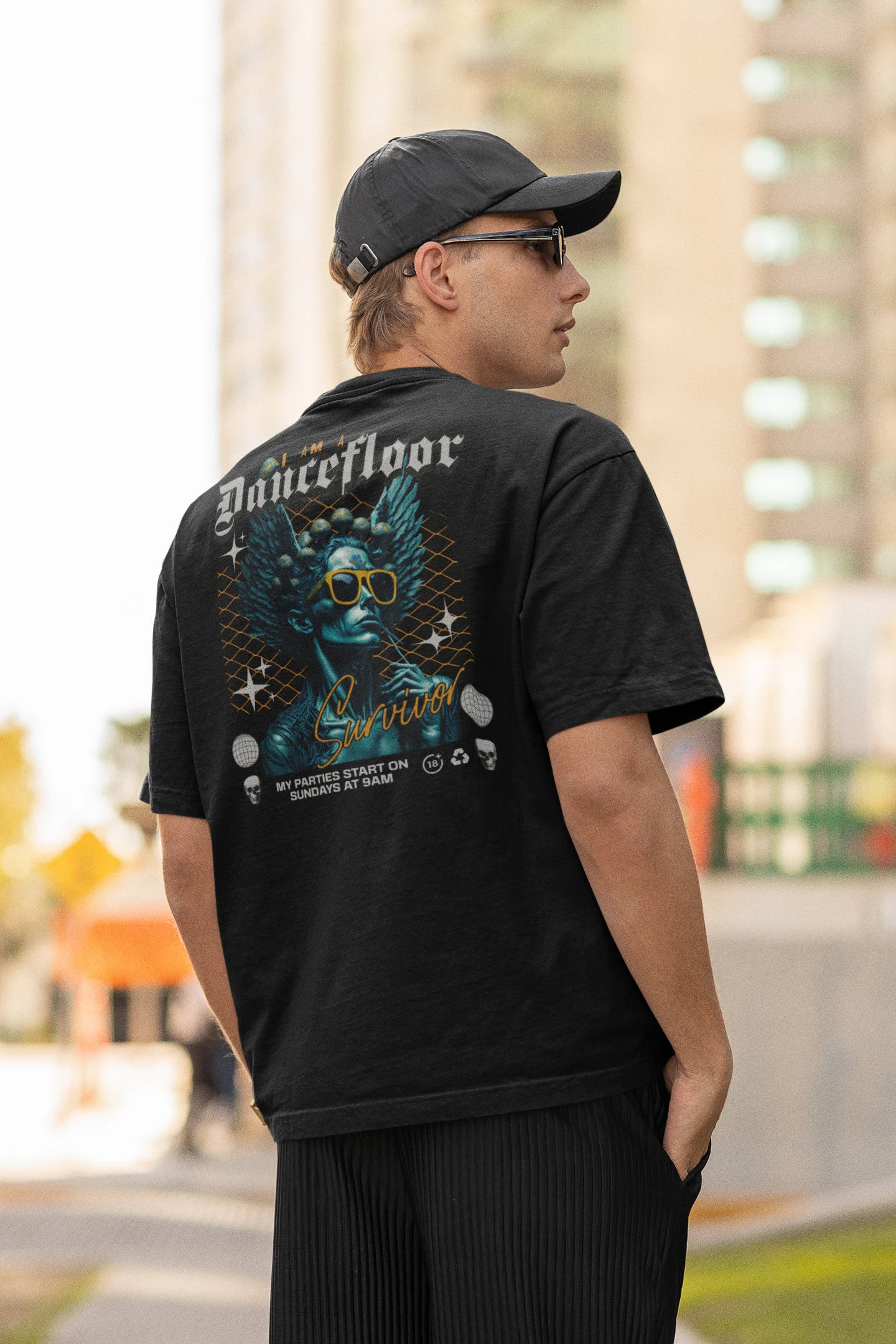 Camiseta Techno con gráfico de ángel para eventos EDM