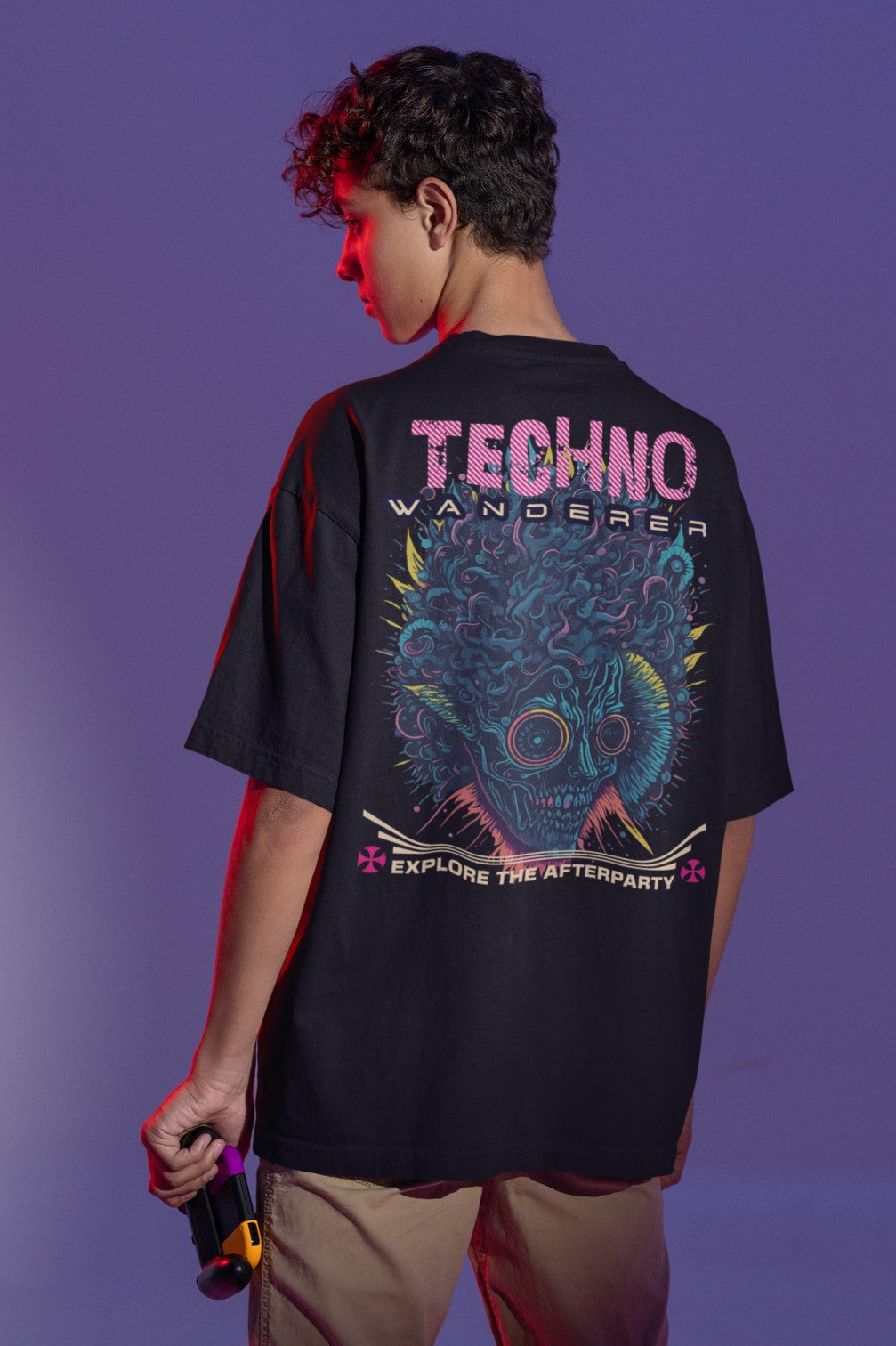 Camiseta de hombre para rave con diseño futurista