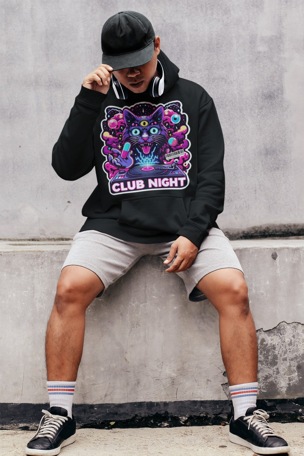 Close-up of Acid Clothing hoodie cotton polyester fabric texture