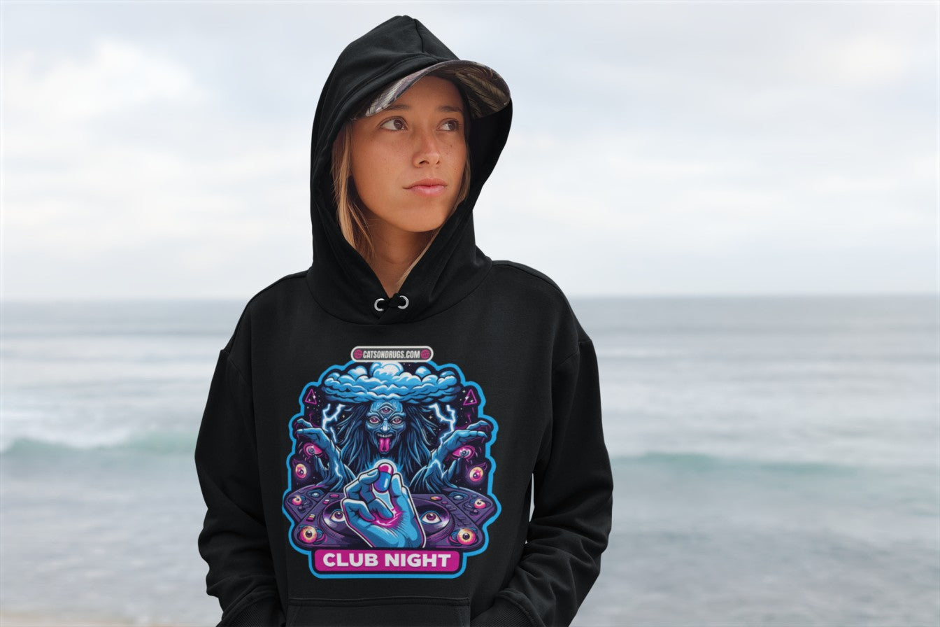 Close-up of Underground Clothing hoodie stitching and durable cotton blend fabric