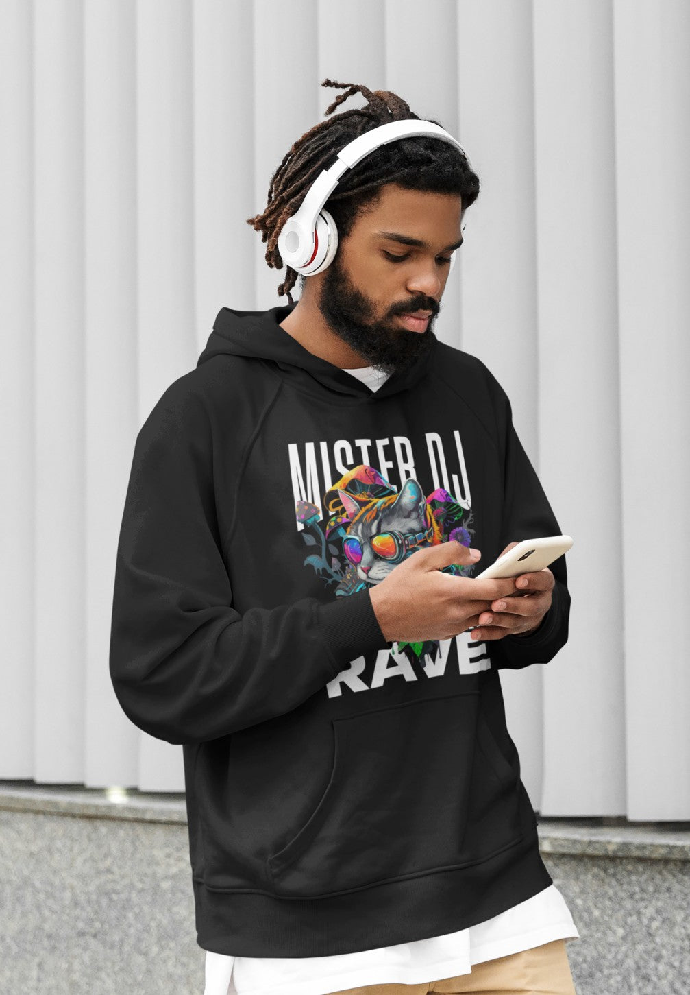 DJ Cat EDM Hoodie – cozy streetwear for electronic dance music fans