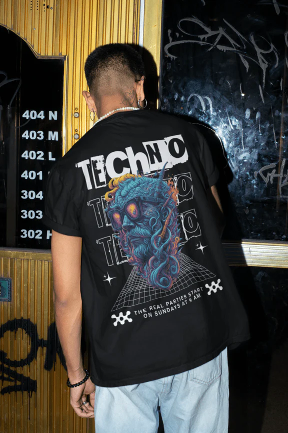Festival-T-Shirt mit Techno Victim Print – Rave Outfit für Männer und Frauen