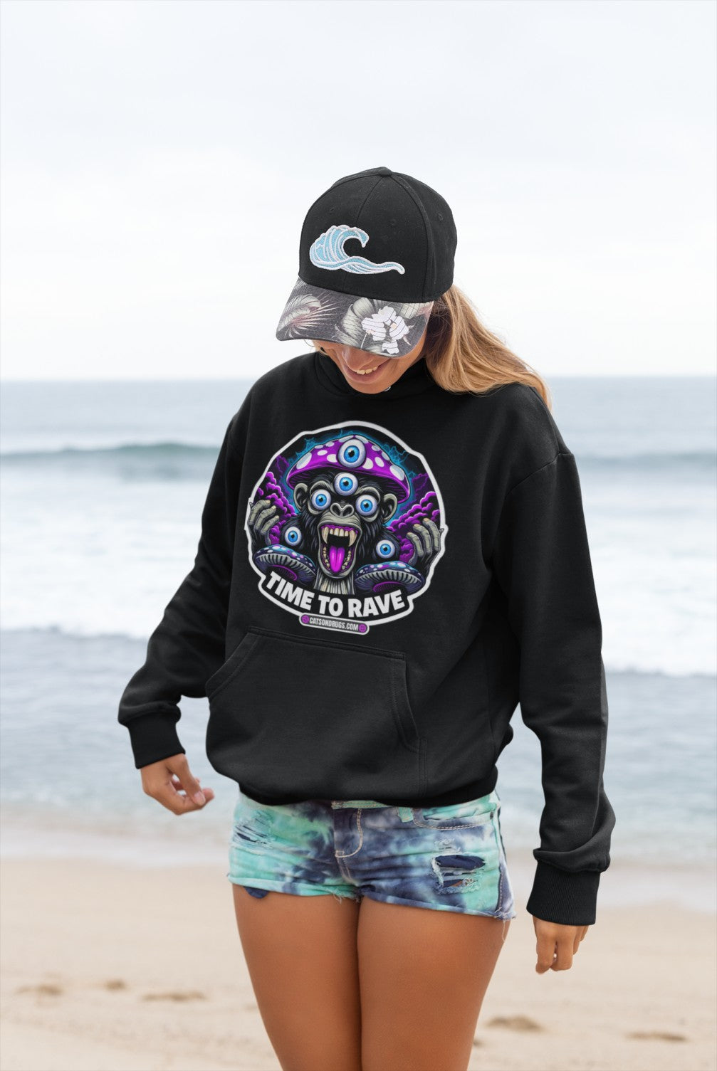 Festival-ready Acid Outfit sweatshirt back design