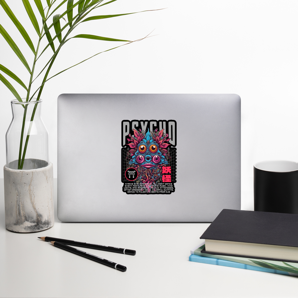Funny Psycho sticker from catsondrugs.com