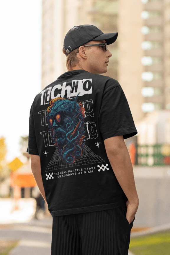 Lässiges EDM-Shirt mit Techno-Victim-Motiv – ideal für Rave Outfits für Männer und Frauen