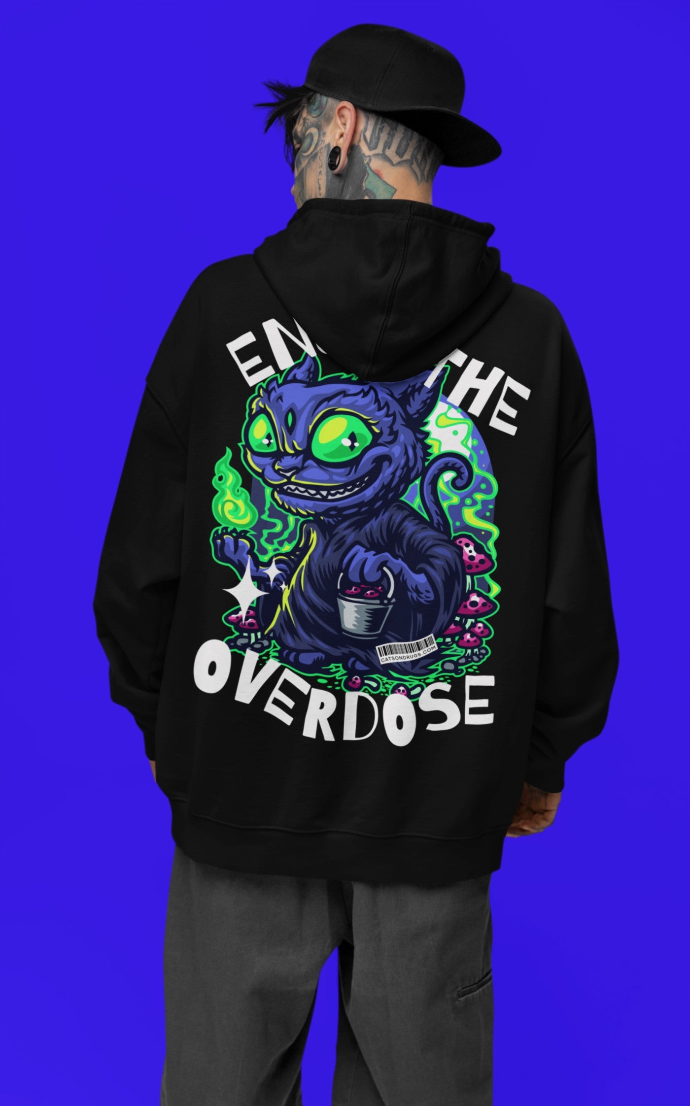 Model wearing Trippy Hoodie at music festival