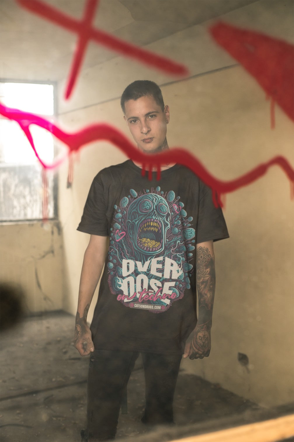 Music festival tee with colorful print