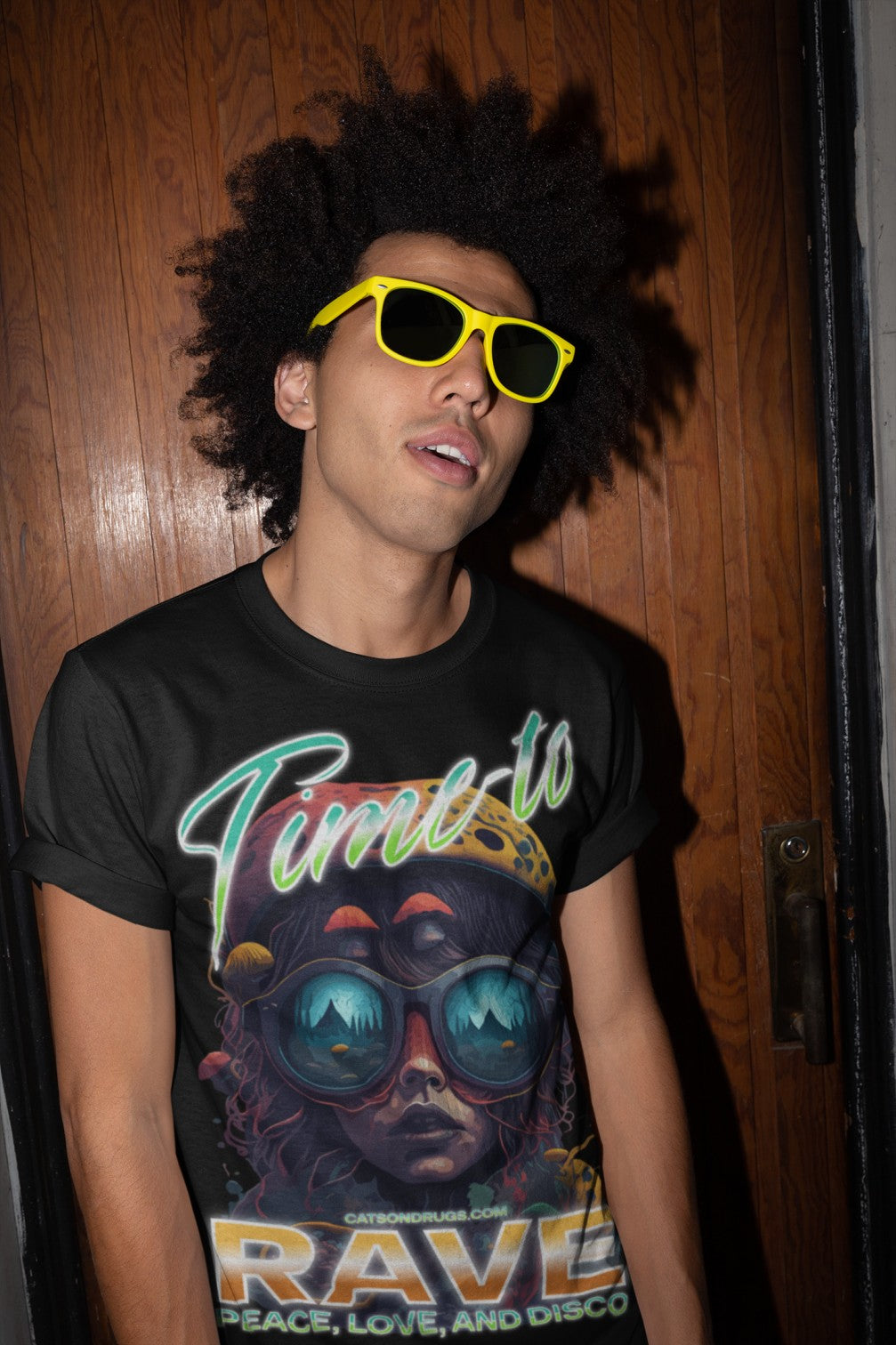 Rave Tee in club lighting