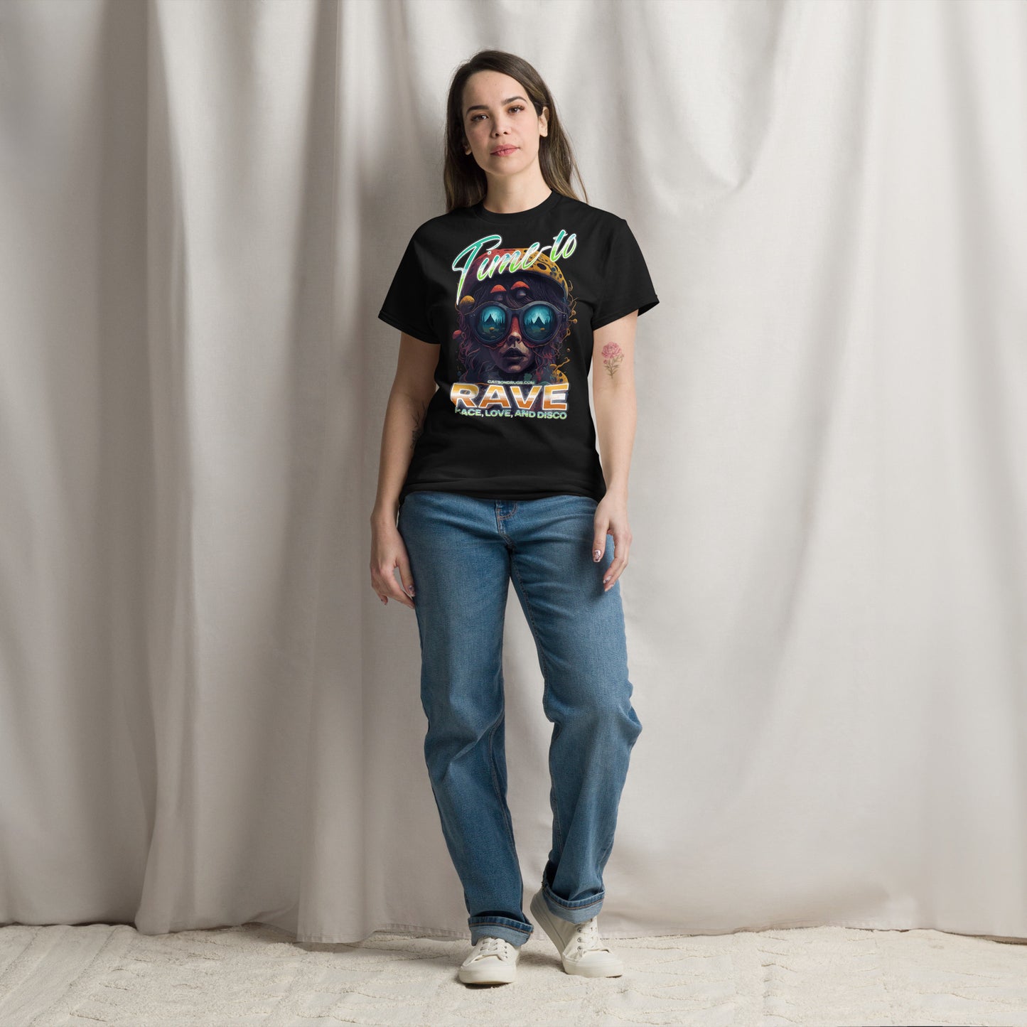 Rave Tee styled with glow sticks