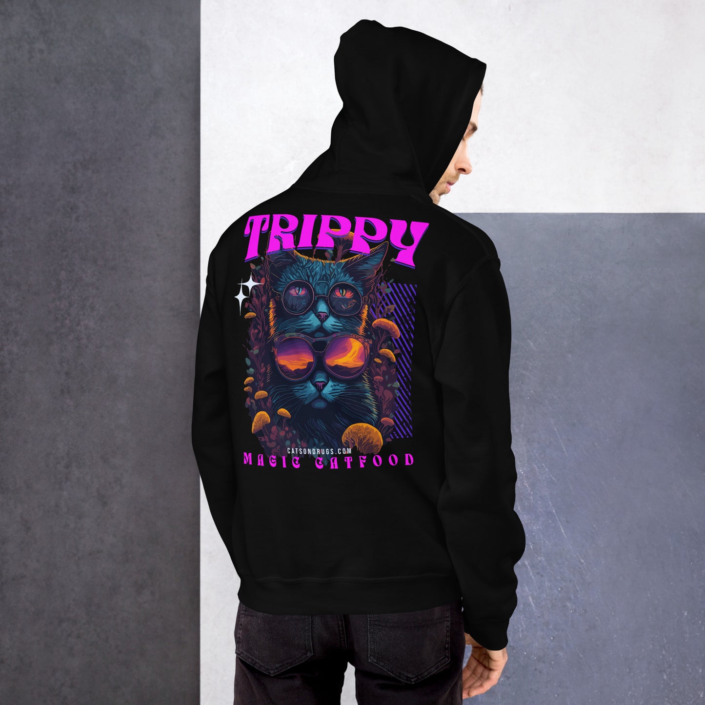 Side view of unisex Trippy Hoodie streetwear style