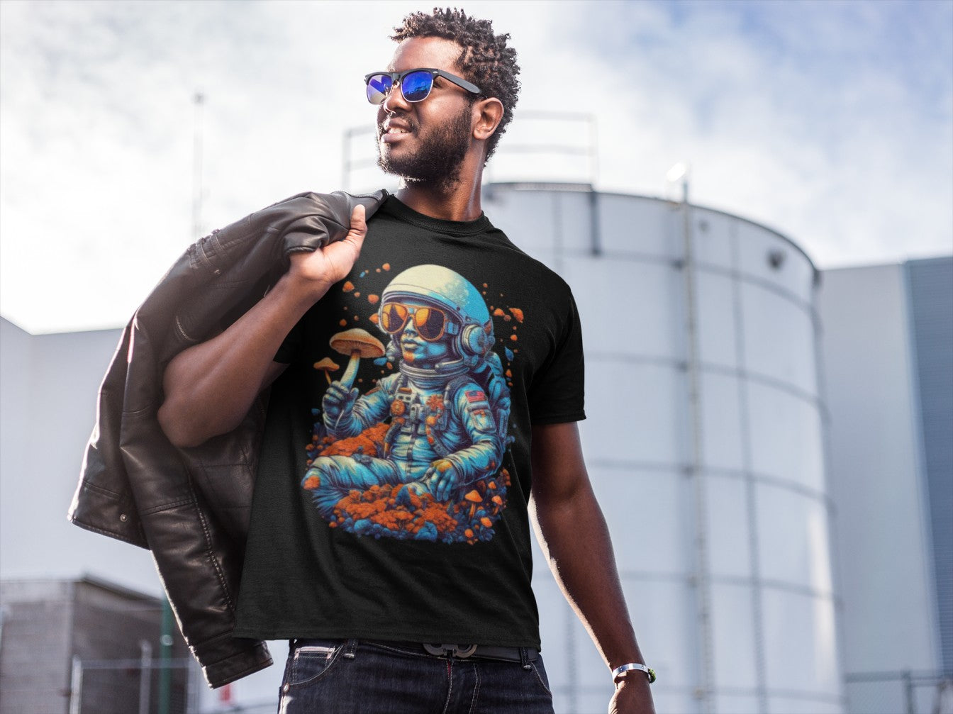 Unique Psychedelic Fashion space-themed graphic tee