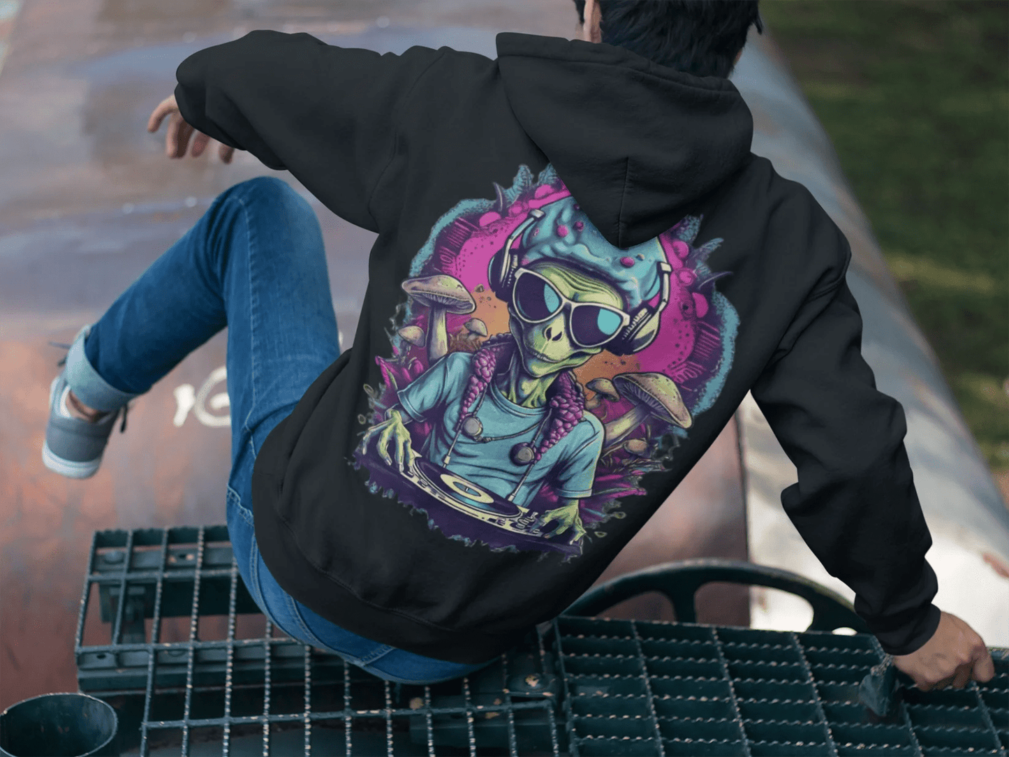 Trippy Hoodie | Techno Alien