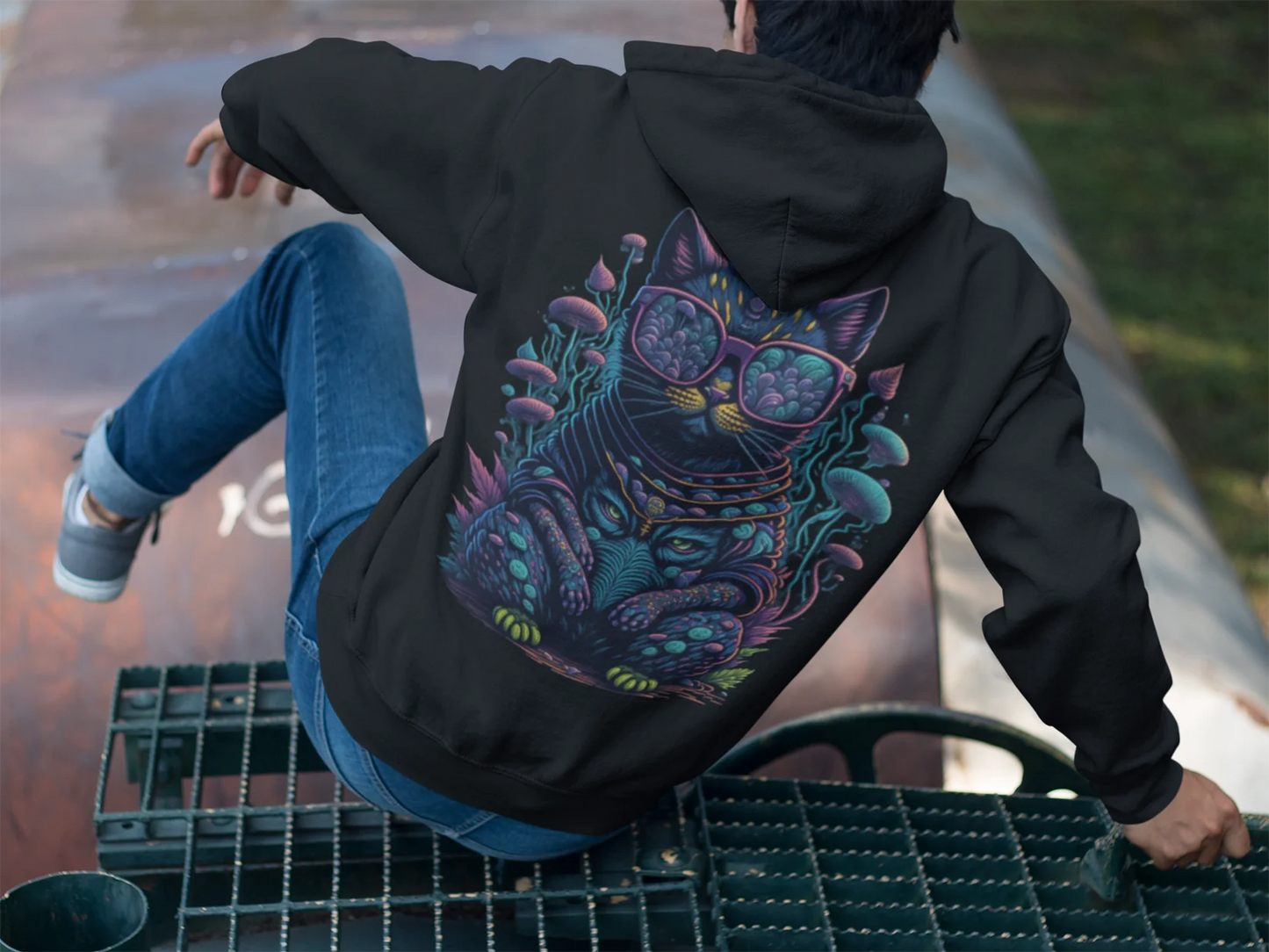 Trippy Hoodie | Psychedelic Buddha Cat