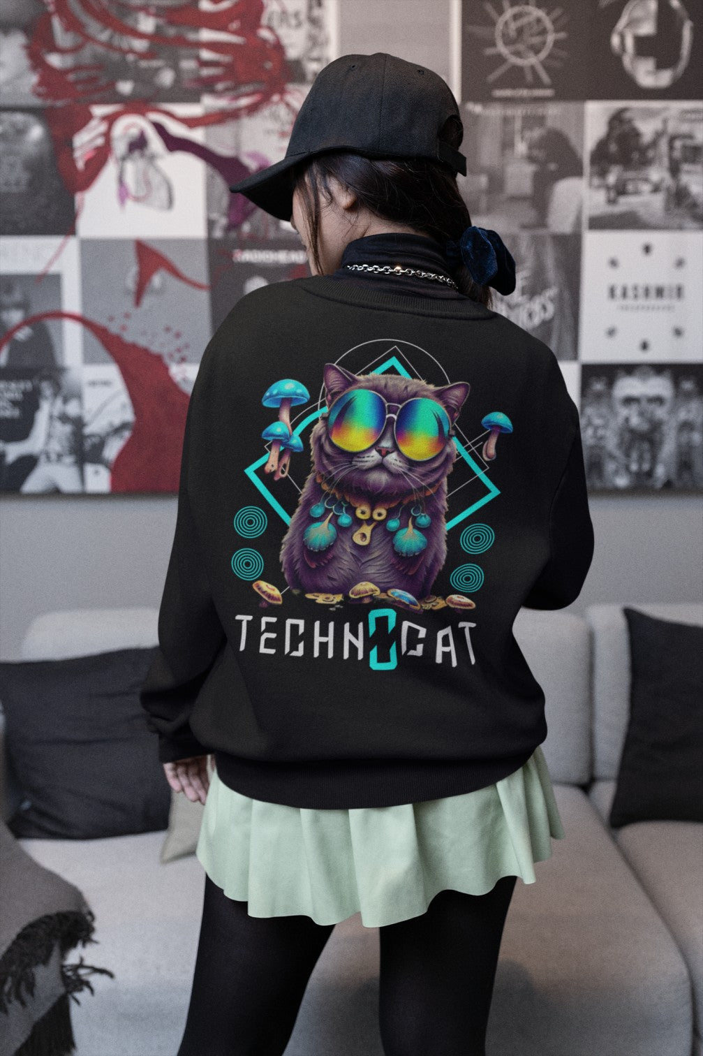 Diamond Techno Cat | Rave Sweatshirt