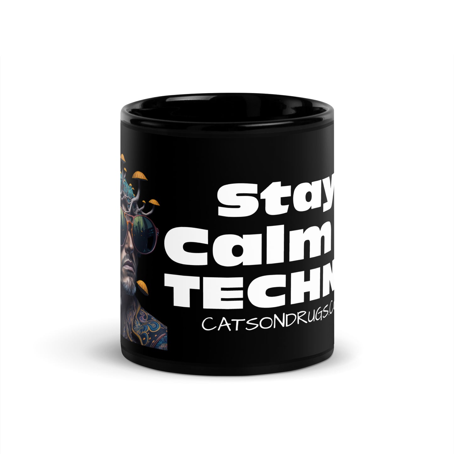 Stay Calm & Techno - Black Glossy Mug