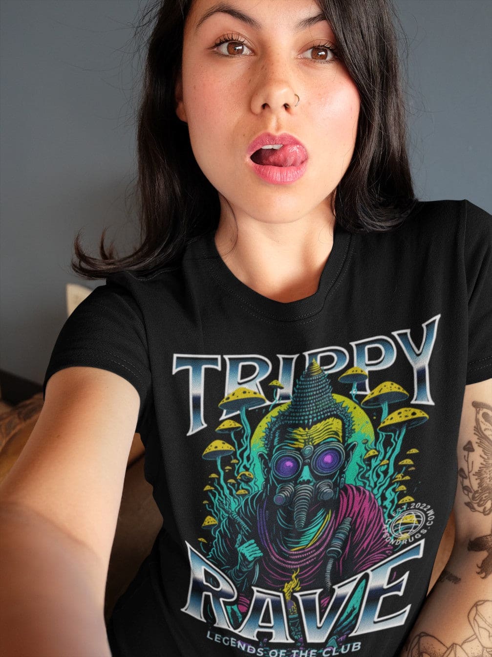 Trippy Rave Buddha EDM Tee front view