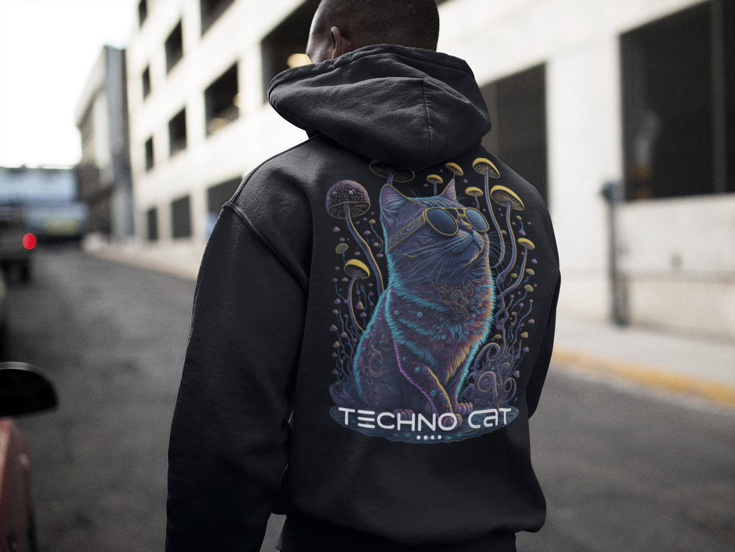 Psychedelic Techno Cat | Techno Hoodie