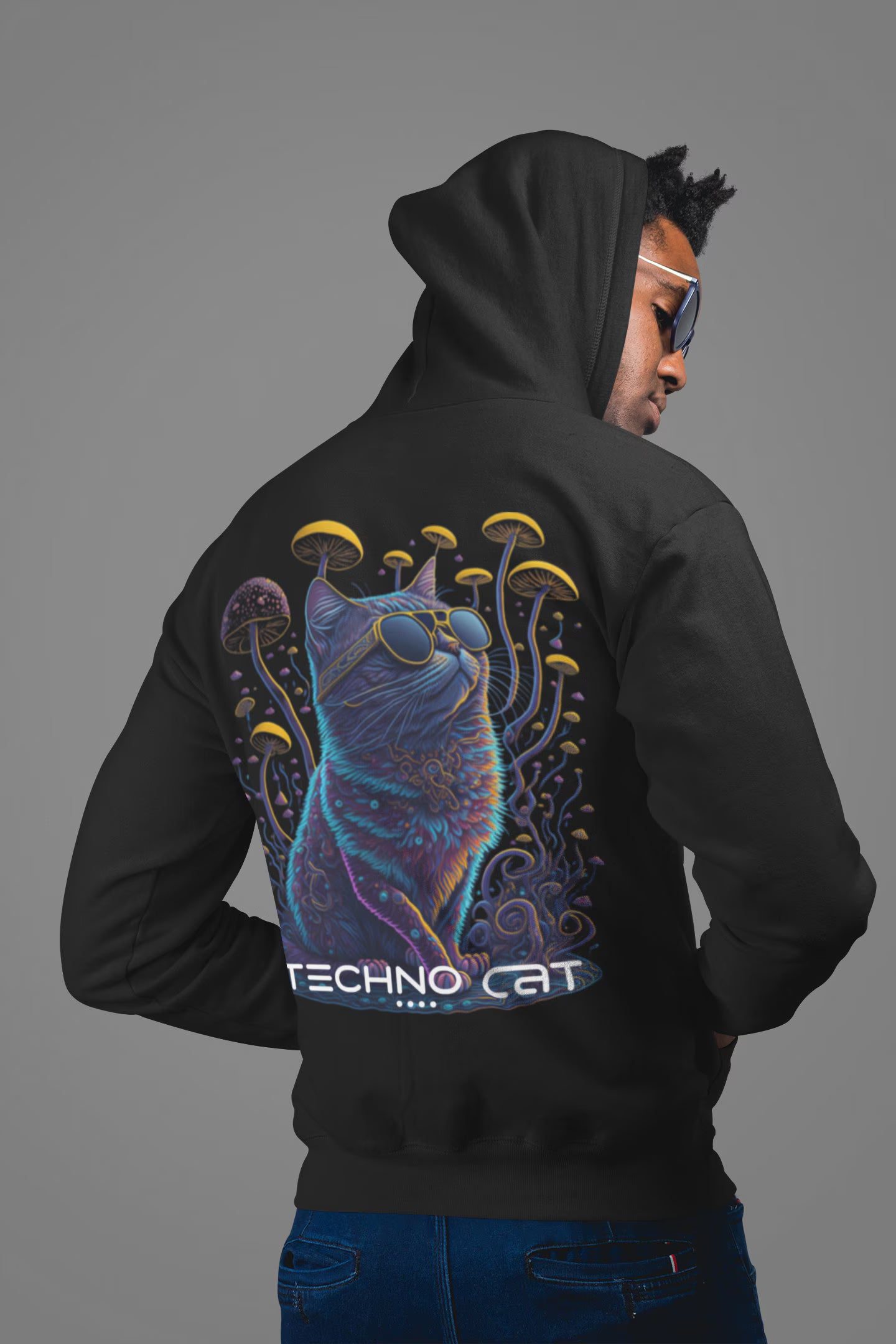 Psychedelic Techno Cat | Techno Hoodie