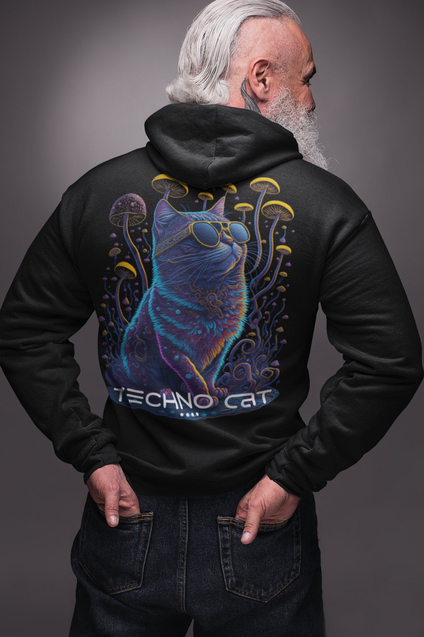 Psychedelic Techno Cat | Techno Hoodie