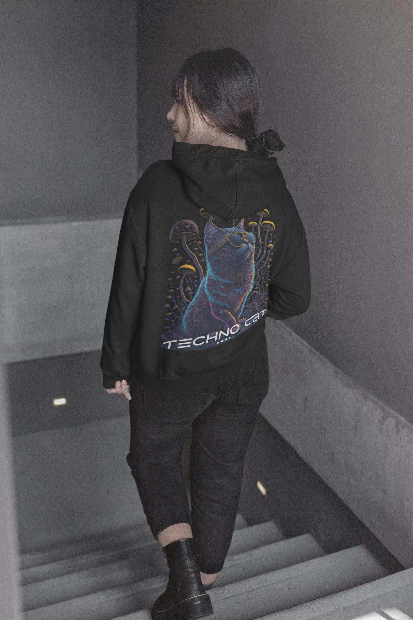 Psychedelic Techno Cat | Techno Hoodie