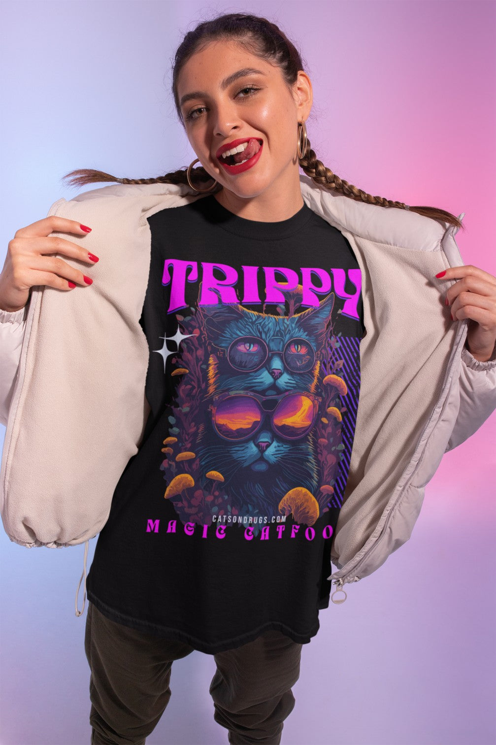 Trippy T-Shirt | Magic Cat Food Psychedelic T-Shirt | Ecstasy Edition