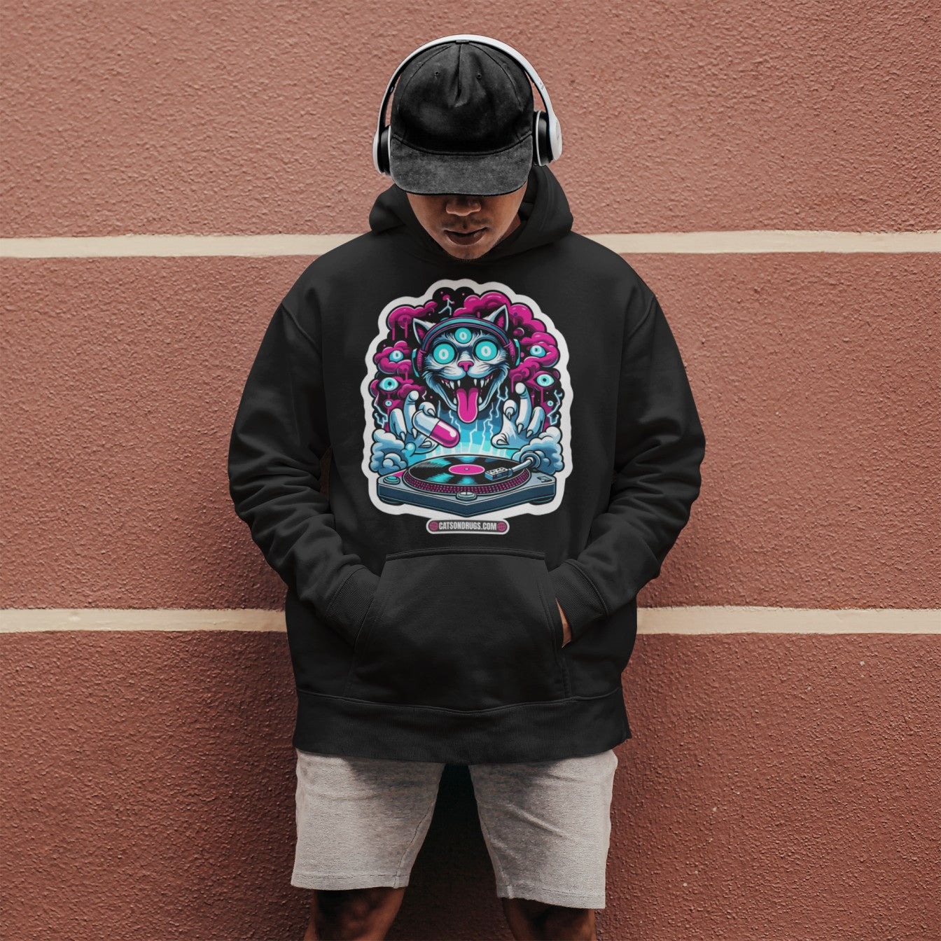 Psychedelic DJ Cat - Rave Hoodie