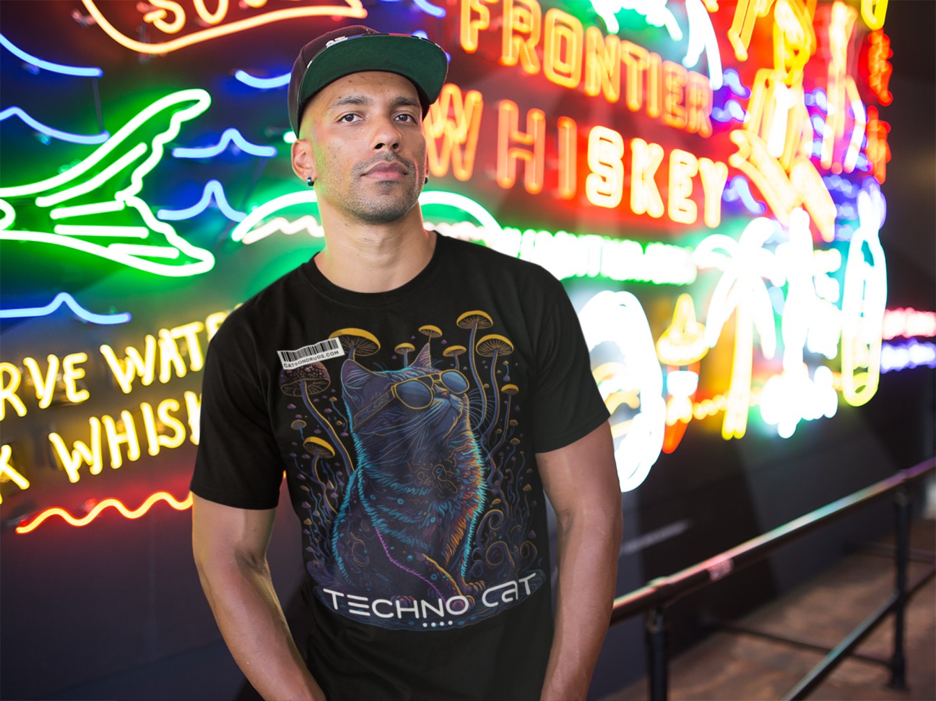 Camiseta graciosa EDM - Techno Cat