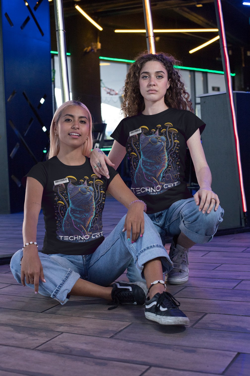 Camiseta graciosa EDM - Techno Cat