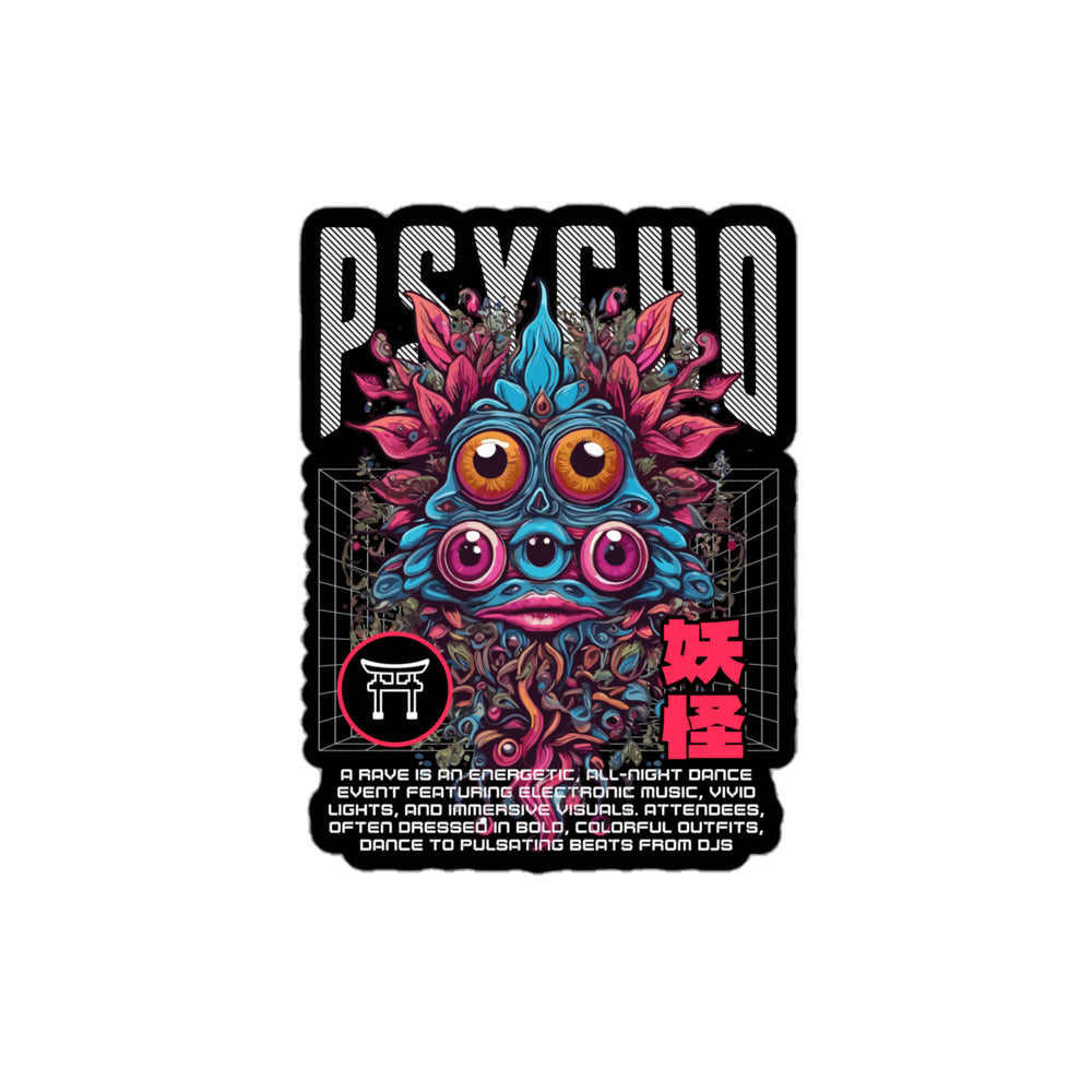 psychedelic Psycho sticker from catsondrugs.com