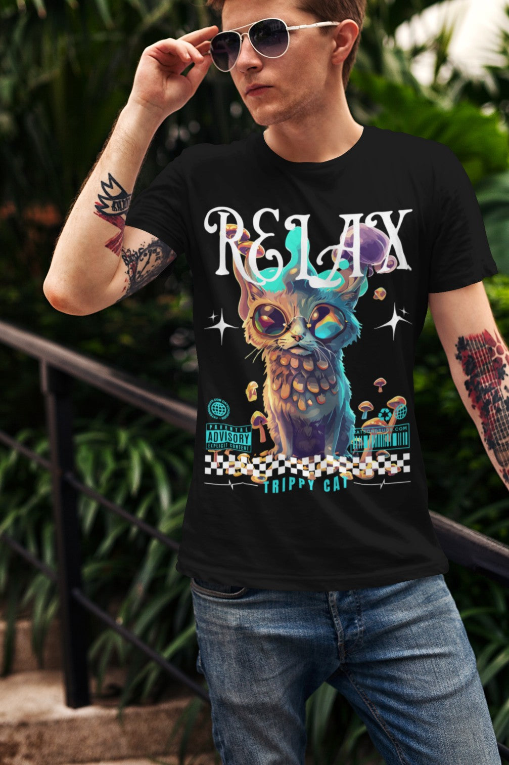 Relax Trippy Cat - Psychedelic T-Shirt