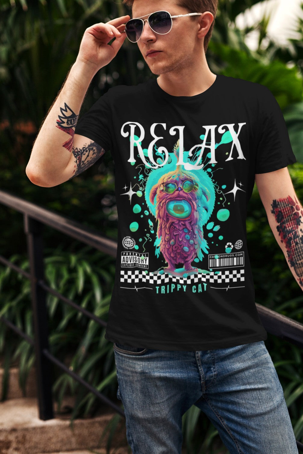 Relax Trippy Cat - Psychedelic T-Shirt