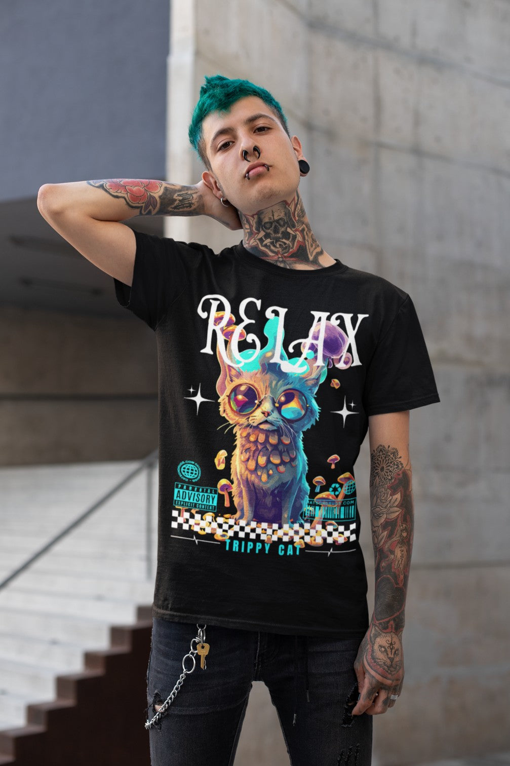 Relax Trippy Cat - Psychedelic T-Shirt