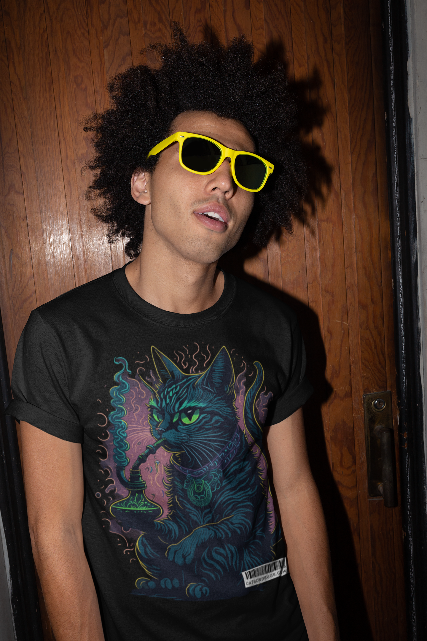 Camiseta graciosa - Psychedelic Shisha Cat