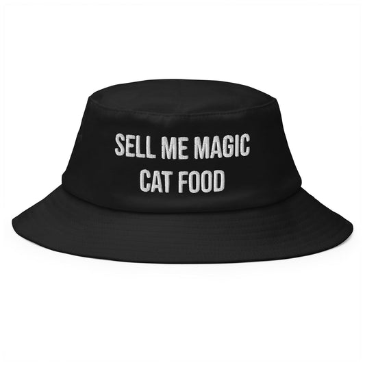 Sell me magic cat food - Old School Bucket Hat - CatsOnDrugs