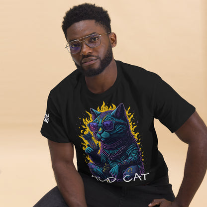 Acid T-Shirt close-up of neon psychedelic cat print