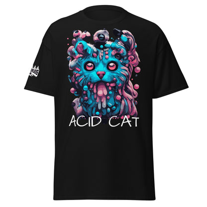 Acid Tee psychedelic cat psychedelic t-shirt mockup on white background