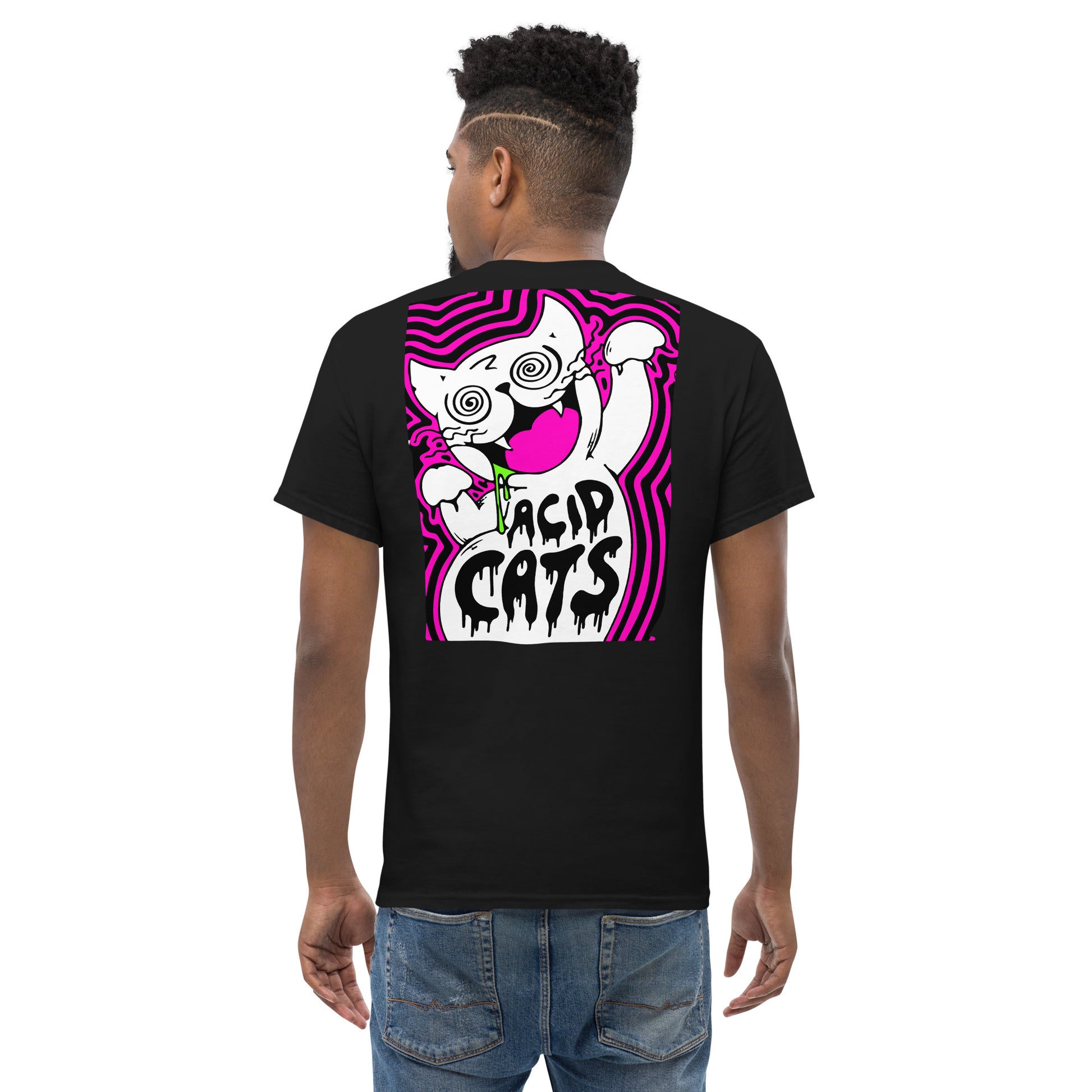 Acid cat T-shirt in psychedelic acid fashion design for EDM lovers