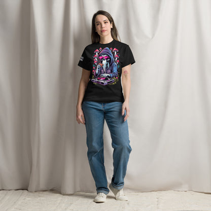 Back side of DJ T-shirt flat lay image