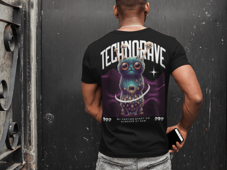 Camiseta Techno Hombre con arte psicodélico ‘TechnoRave Organism
