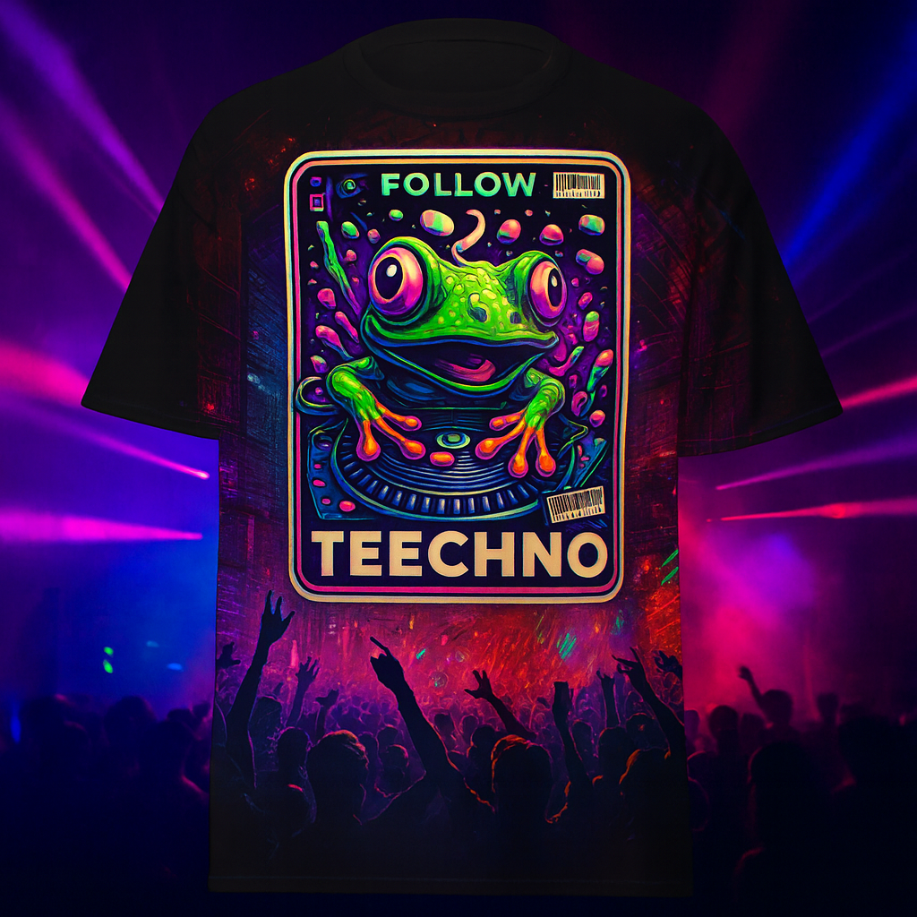 camiseta trance, camiseta techno, techno frog, ropa electrónica, camiseta rave, ropa techno, camiseta festival, outfit techno, camiseta dj, moda electrónica, camiseta follow techno frog, trance wear, techno clothing, rave outfit, camiseta música electrónica