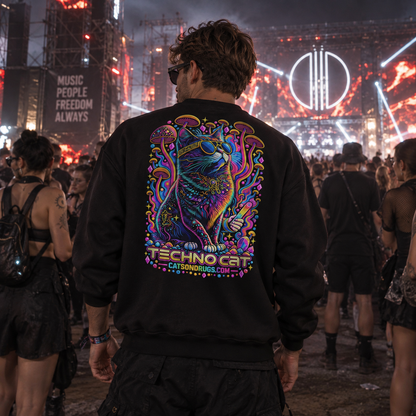 Techno Sweatshirt | Psychedelic Techno Cat