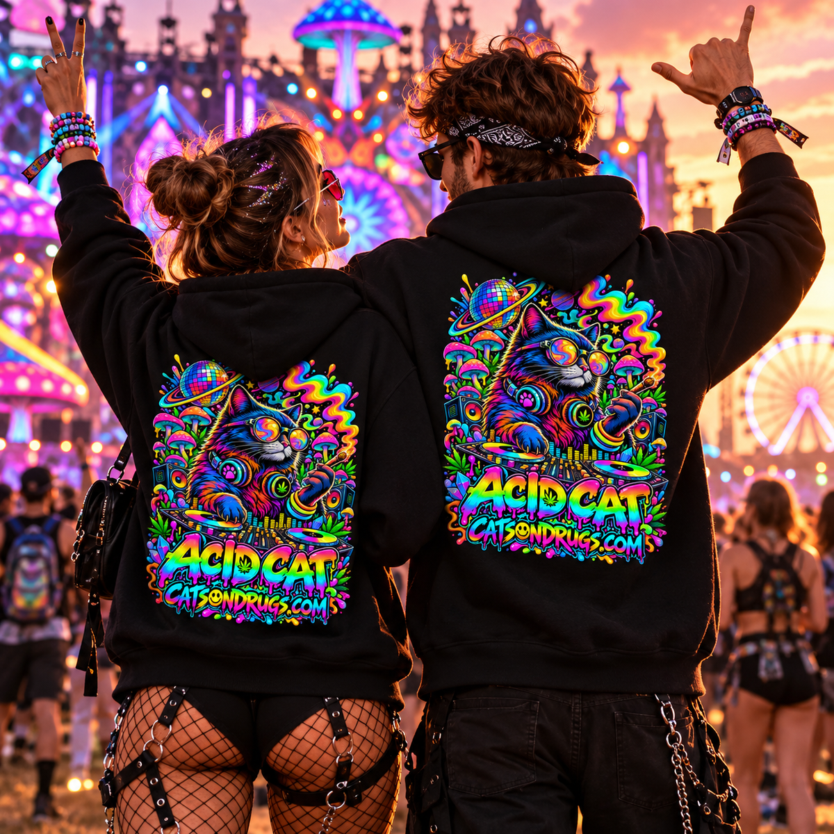 Acid Hoodie | Psychedelic Acid Cat