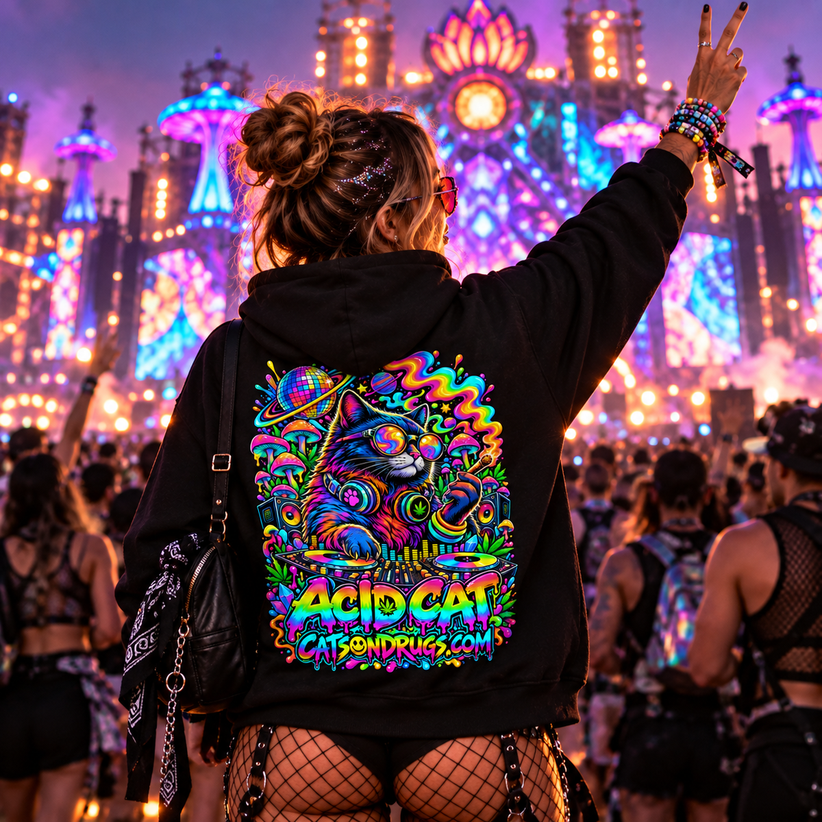Acid Hoodie | Psychedelic Acid Cat